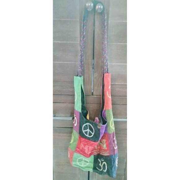 Peace Miami Canvas Bag 36 Inches Multi Color Handag Hobo - Picture 2 of 4